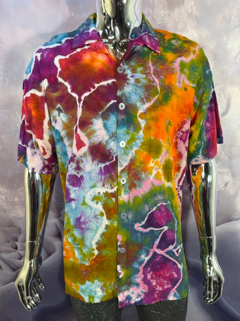 Large Marybgoround Button Down #9, tie dye button down shirt from Love on Haight