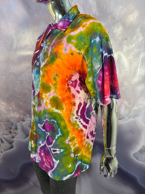 Large Marybgoround Button Down #9, tie dye button down shirt from Love on Haight