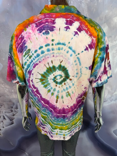 Large Marybgoround Button Down #9, tie dye button down shirt from Love on Haight