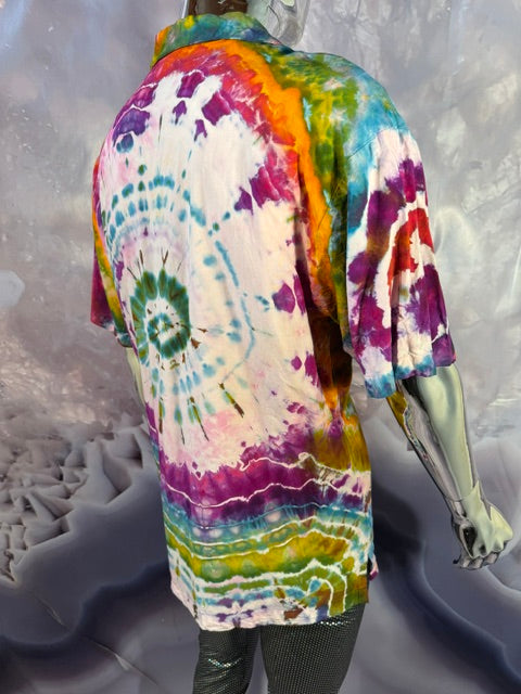 Large Marybgoround Button Down #9, tie dye button down shirt from Love on Haight