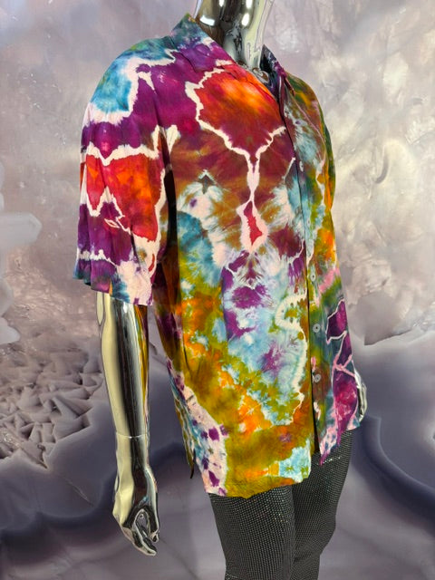 Large Marybgoround Button Down #9, tie dye button down shirt from Love on Haight
