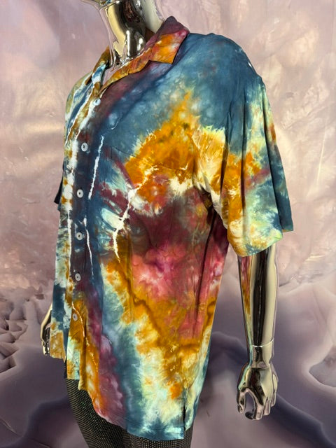 Large Marybgoround Button Down #7, tie dye button down shirt from Love on Haight