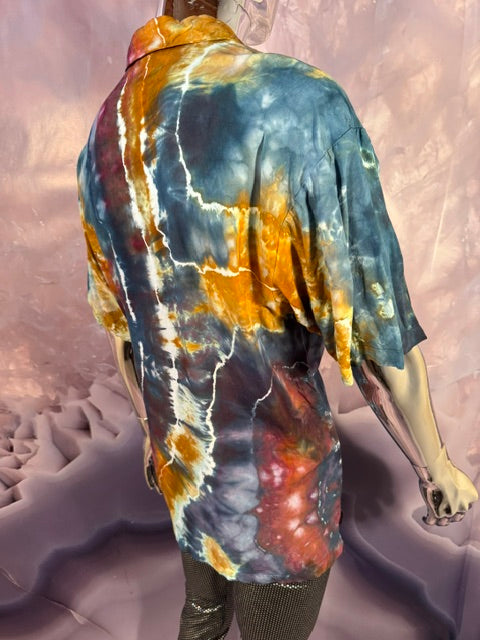 Large Marybgoround Button Down #7, tie dye button down shirt from Love on Haight
