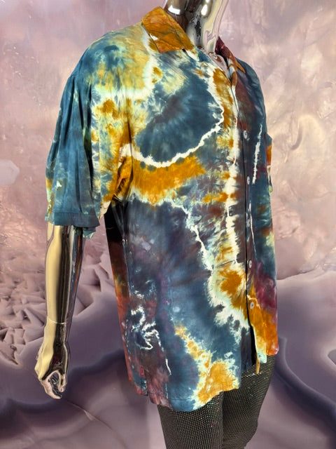 Large Marybgoround Button Down #7, tie dye button down shirt from Love on Haight