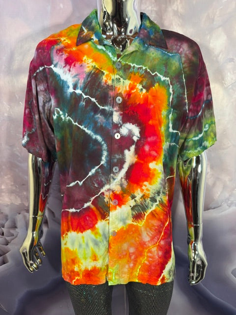 Large Marybgoround Button Down #6, tie dye button down shirt from Love on Haight