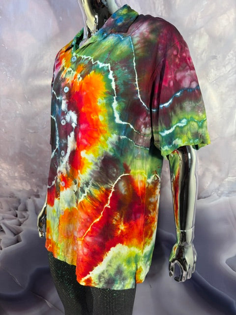 Large Marybgoround Button Down #6, tie dye button down shirt from Love on Haight
