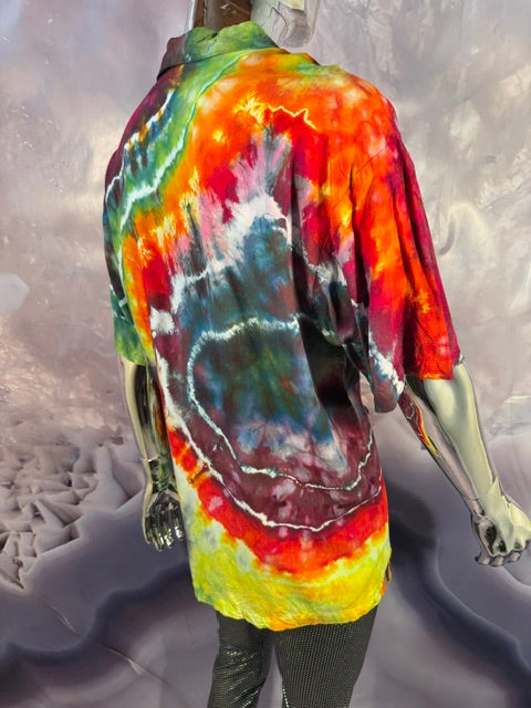 Large Marybgoround Button Down #6, tie dye button down shirt from Love on Haight