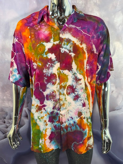 Large Marybgoround Button Down #10, tie dye button down shirt from Love on Haight