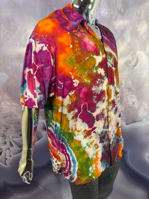 Large Marybgoround Button Down #10, tie dye button down shirt from Love on Haight