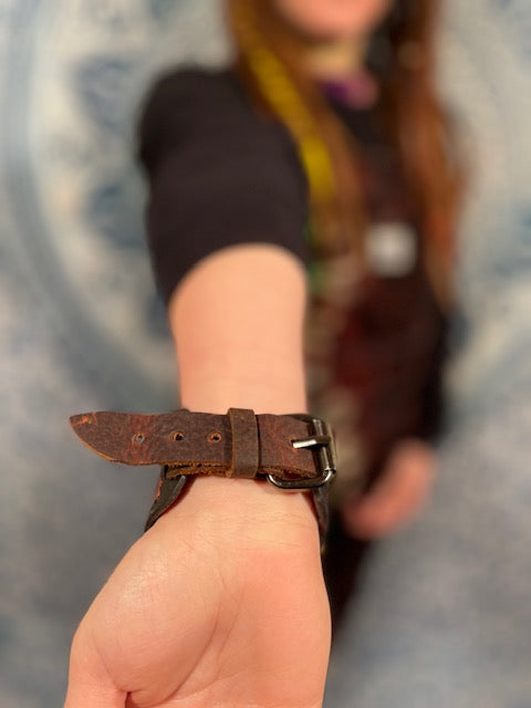 Lotus Leather Wrist Cuff w/ Small Pocket #10