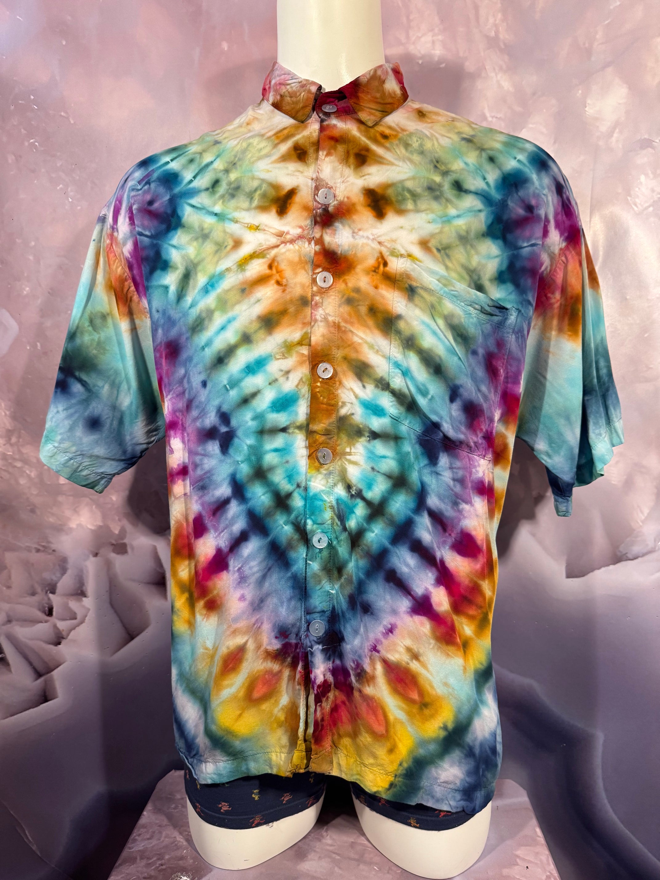 XL Tyrannosaurus Dyes Button Down #13