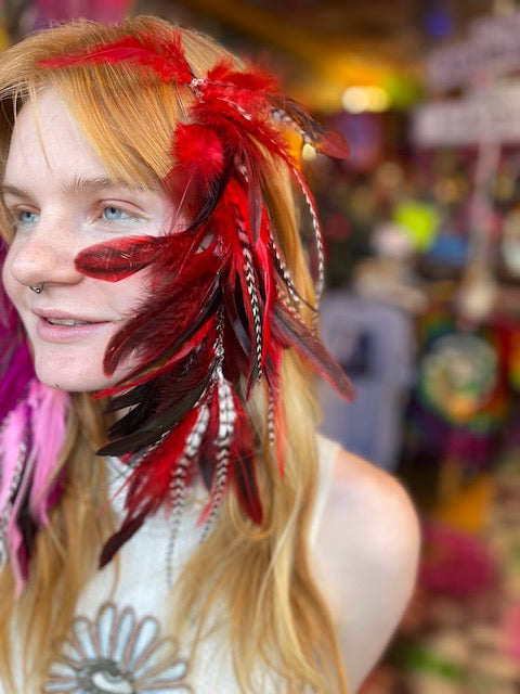 Feather Hair Clip #2 (Red)