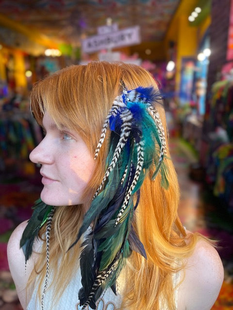 Feather Hair Clip #4 (Blue with hints of Green)