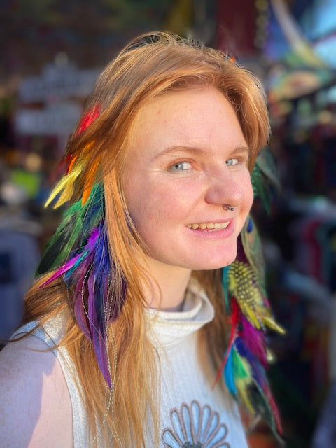 Feather Hair Clip #6 (rainbow Long)