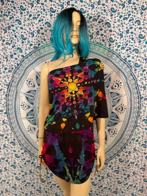 Large Hometown Tiedye REVERSE Huntress Dress #8~ One of a Kind