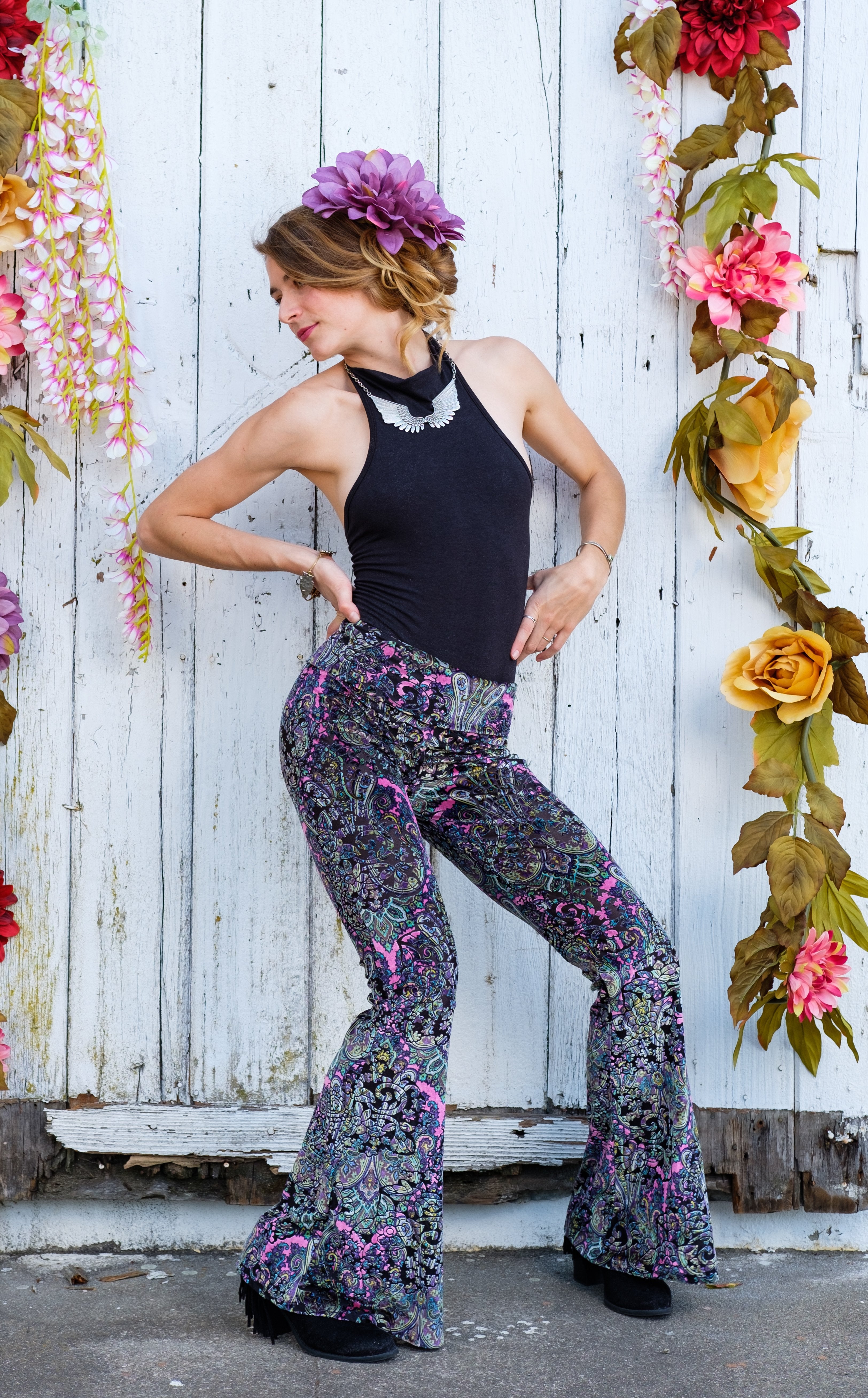 Milly pant Embroidered Velvet Flower Vine – Lesley Evers
